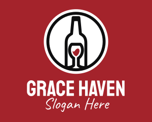 Liquor Store - Wine Glass Bottle logo design