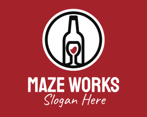 Wine Glass Bottle logo design