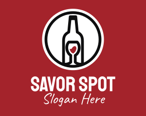 Wine Glass Bottle logo design