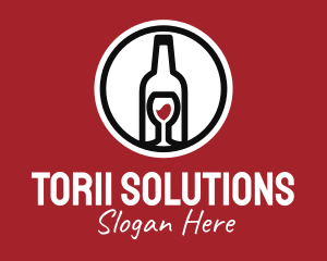 Wine Glass Bottle logo design