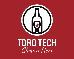 Wine Glass Bottle logo design