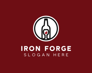 Wine Glass Bottle logo design