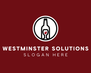 Wine Glass Bottle logo design