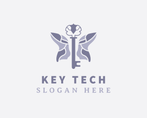 Luxury Key Butterfly logo design