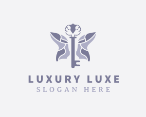 Luxury Key Butterfly logo design