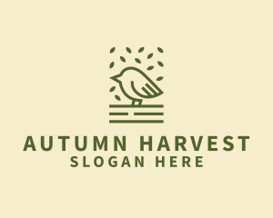 Leaf Sparrow Autumn logo design