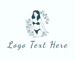 Body - Sexy Woman Floral Lingerie logo design