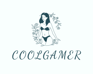 Sexy Woman Floral Lingerie Logo