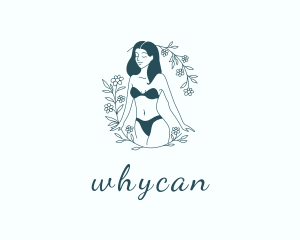 Sexy Woman Floral Lingerie Logo
