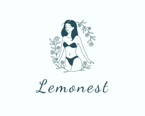 Adult Entertainer - Sexy Woman Floral Lingerie logo design