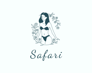 Body - Sexy Woman Floral Lingerie logo design