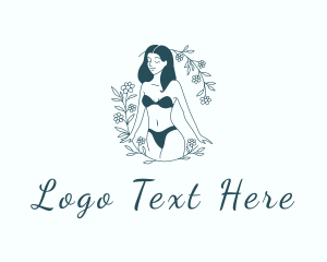 Strip Dance - Sexy Woman Floral Lingerie logo design