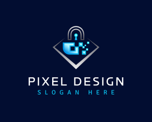 Pixel Padlock Security  logo design