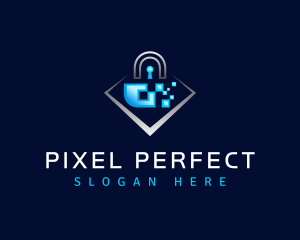 Pixel Padlock Security  logo design