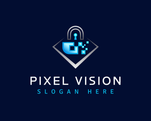 Pixel Padlock Security  logo design