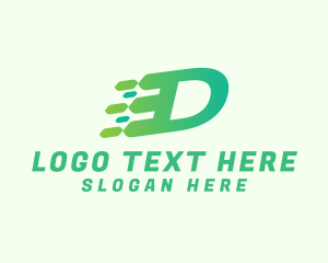 Data - Green Speed Motion Letter D logo design