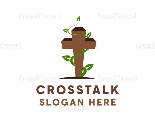 Leaf Vine Cross Logo