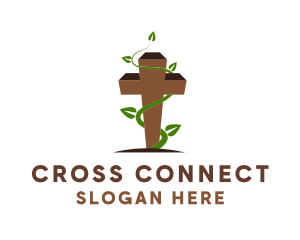 Cross - Leaf Vine Cross logo design