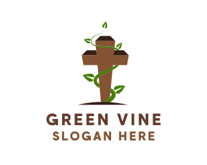 Vine - Leaf Vine Cross logo design