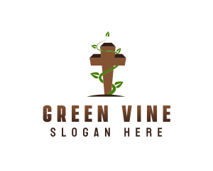 Leaf Vine Cross logo design