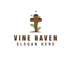 Religious Vine Cross logo design