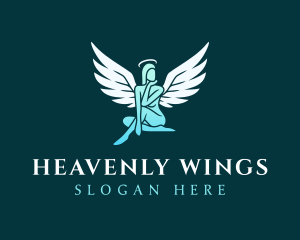 Female Angel Wings logo design