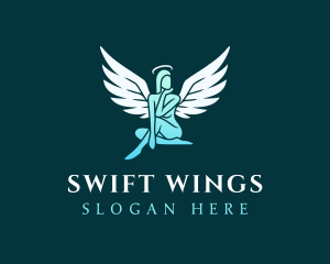 Female Angel Wings logo design