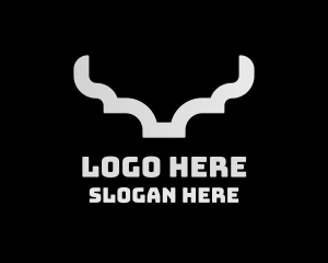Cow - Silver Modern Horns logo design