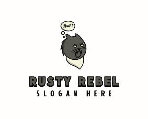 Rebel Cat Cursing logo design