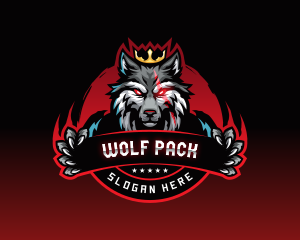 Shield King Wolf Esport logo design