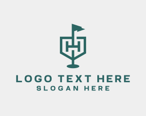 Letter H - Golf Flag Shield Tournament logo design