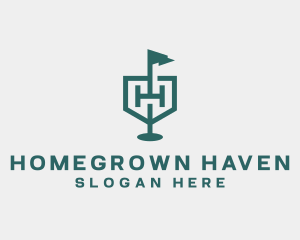 Golf Flag Shield Tournament logo design