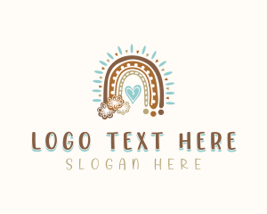 Prenatal - Boho Rainbow Heart logo design