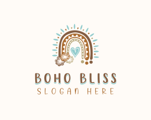 Boho Rainbow Heart logo design