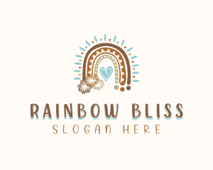 Boho Rainbow Heart logo design