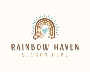 Boho Rainbow Heart logo design