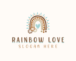 Boho Rainbow Heart logo design