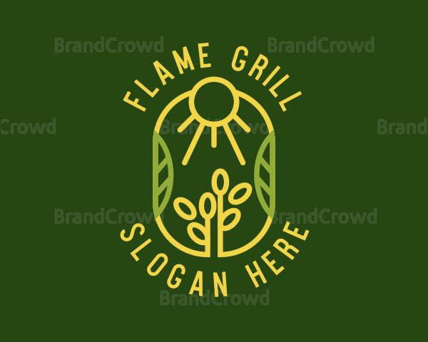 Sun Leaf Plants Farming Logo