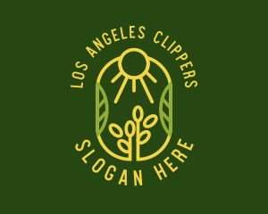 Sun Leaf Plants Farming Logo