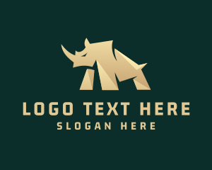 Rhino - Golden Wild Rhinoceros logo design