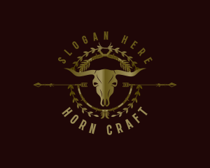 Bull Horn Wreath logo design