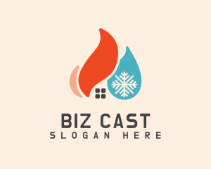 Hot - House Heating Cooling Industry logo design