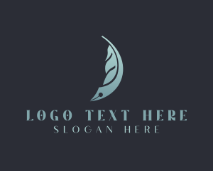 Feather - Fountain Pen Feather Writing logo design