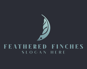 Fountain Pen Feather Writing logo design