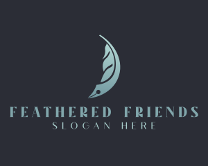 Fountain Pen Feather Writing logo design