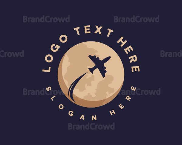 Moon Travel Airplane Logo