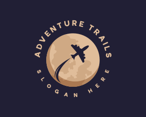 Moon Travel Airplane logo design