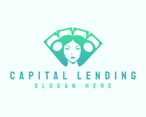 Lending - Woman Cash Money logo design