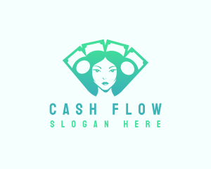 Woman Cash Money logo design