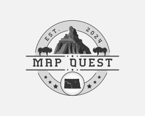 North Dakota Map Badland logo design